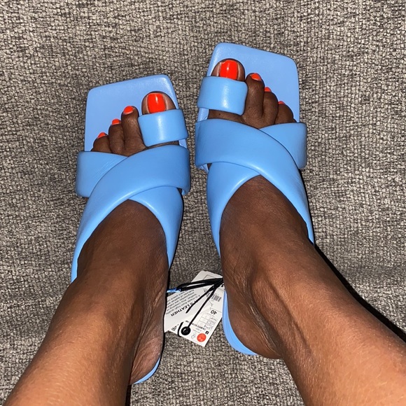 ZARA PADDED HEELED LEATHER SANDALS - Picture 4 of 4